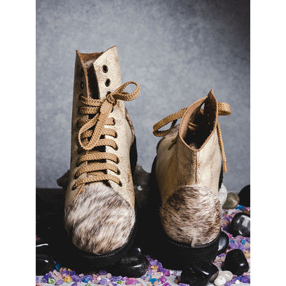 Kavith Sainaani Distressed Beige Hair-on Sneakers (Pack of 2)