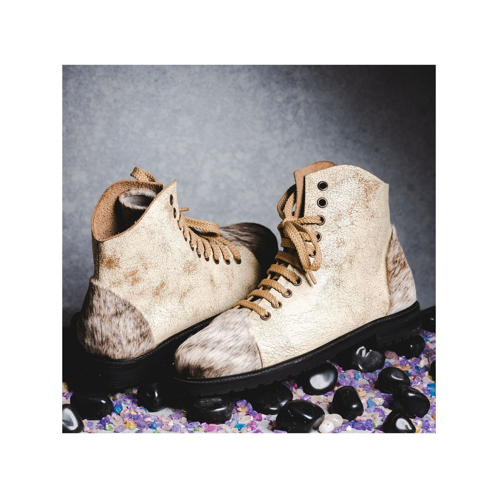 Kavith Sainaani Distressed Beige Hair-on Sneakers (Pack of 2)