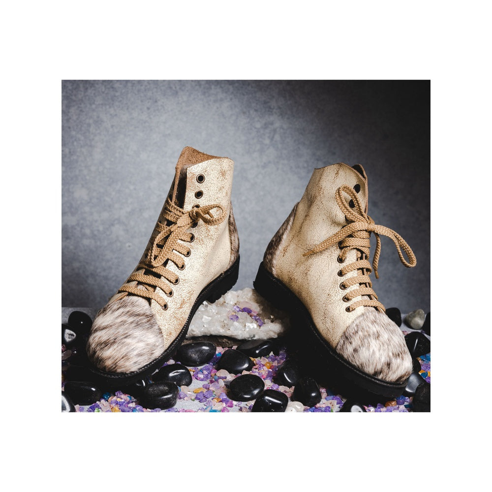 Kavith Sainaani Distressed Beige Hair-on Sneakers (Pack of 2)