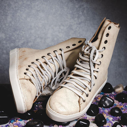 Kavith Sainaani Beige Distressed Tall Sneakers (Pack of 2)