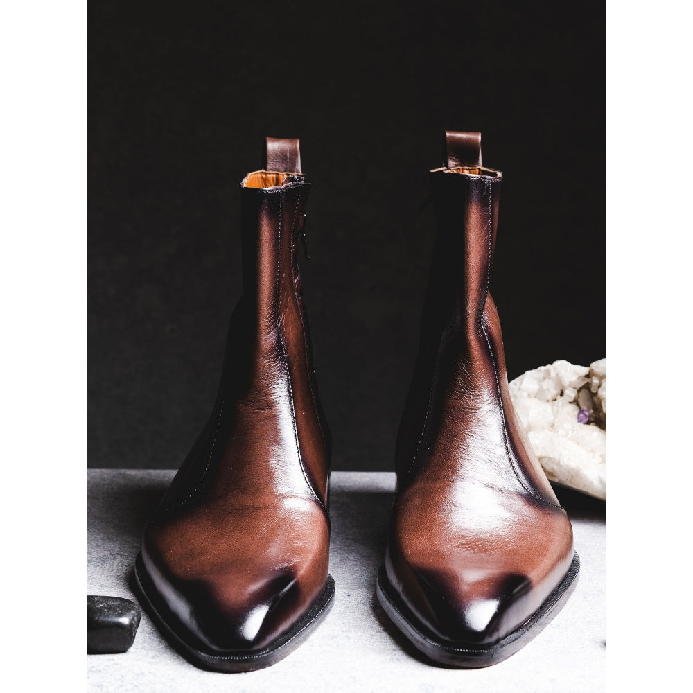 Kavith Sainaani Brown Two Tone Patent Boots (Pack of 2)