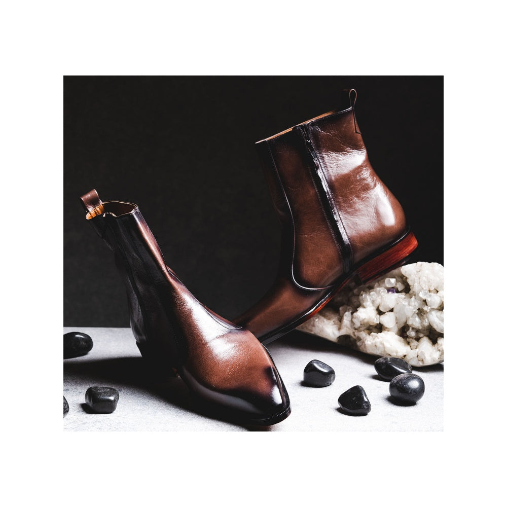 Kavith Sainaani Brown Two Tone Patent Boots (Pack of 2)