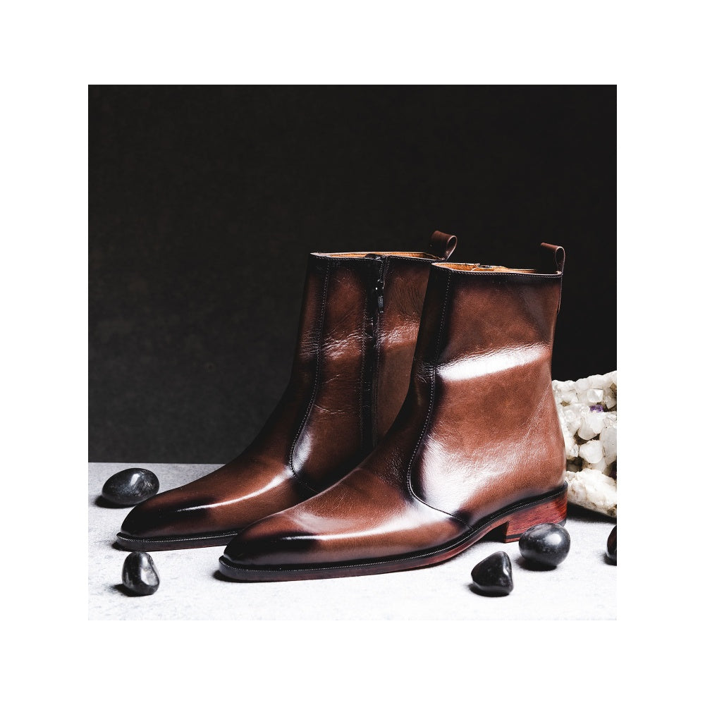 Kavith Sainaani Brown Two Tone Patent Boots (Pack of 2)