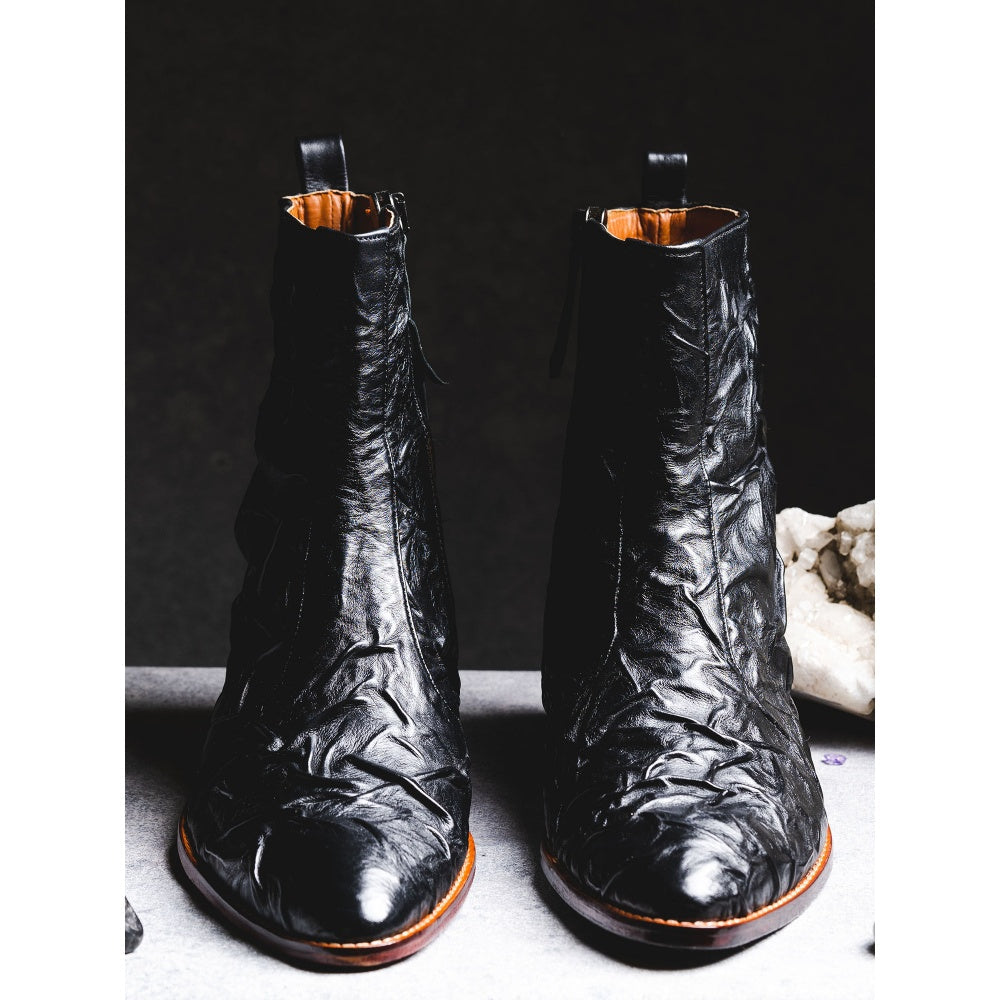 Kavith Sainaani Black Hyper Crinkle Boots (Pack of 2)