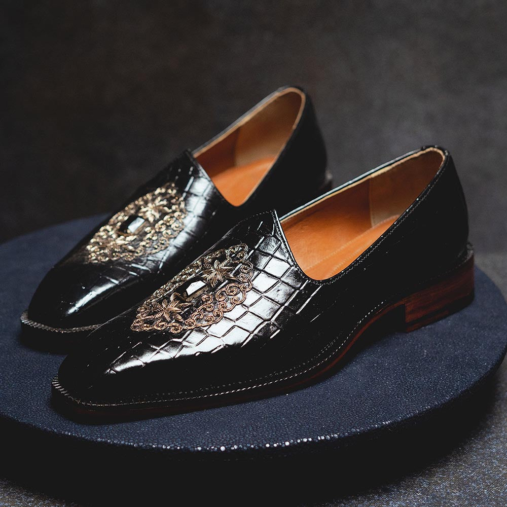 Kavith Sainaani Black Croc Gem Jutti