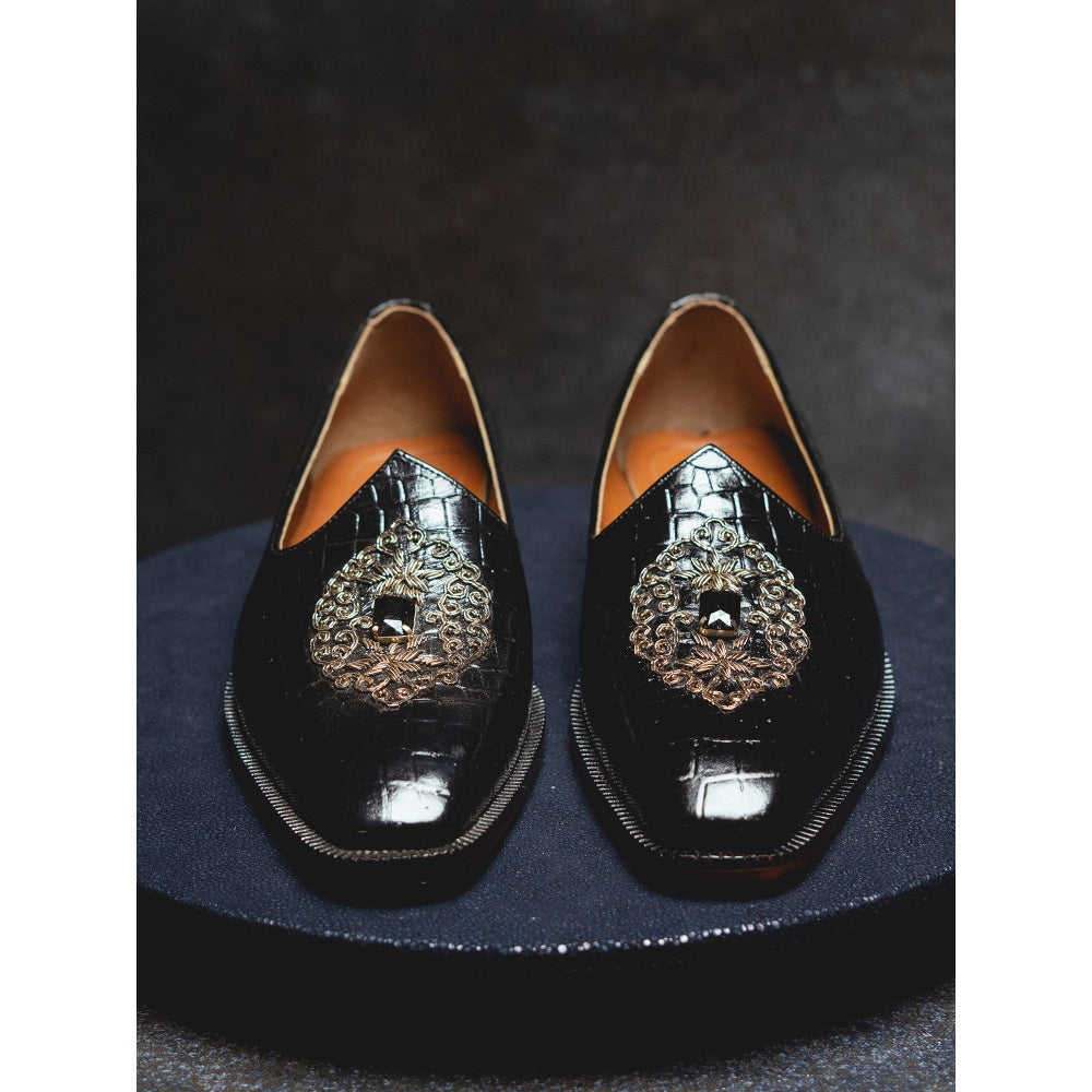 Kavith Sainaani Black Croc Gem Jutti