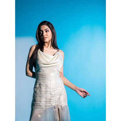 Kayjay by Kritika Jain Shimmy Hours Ivory Maxi Dress