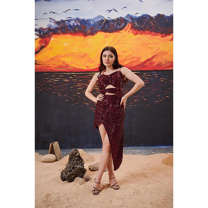 Kayjay by Kritika Jain Stargaze Maroon Mini Dress