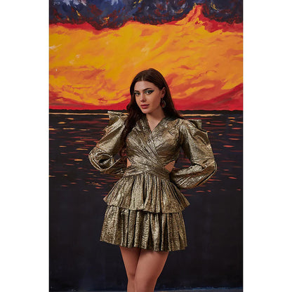 Kayjay by Kritika Jain Zeina Gold Mini Dress
