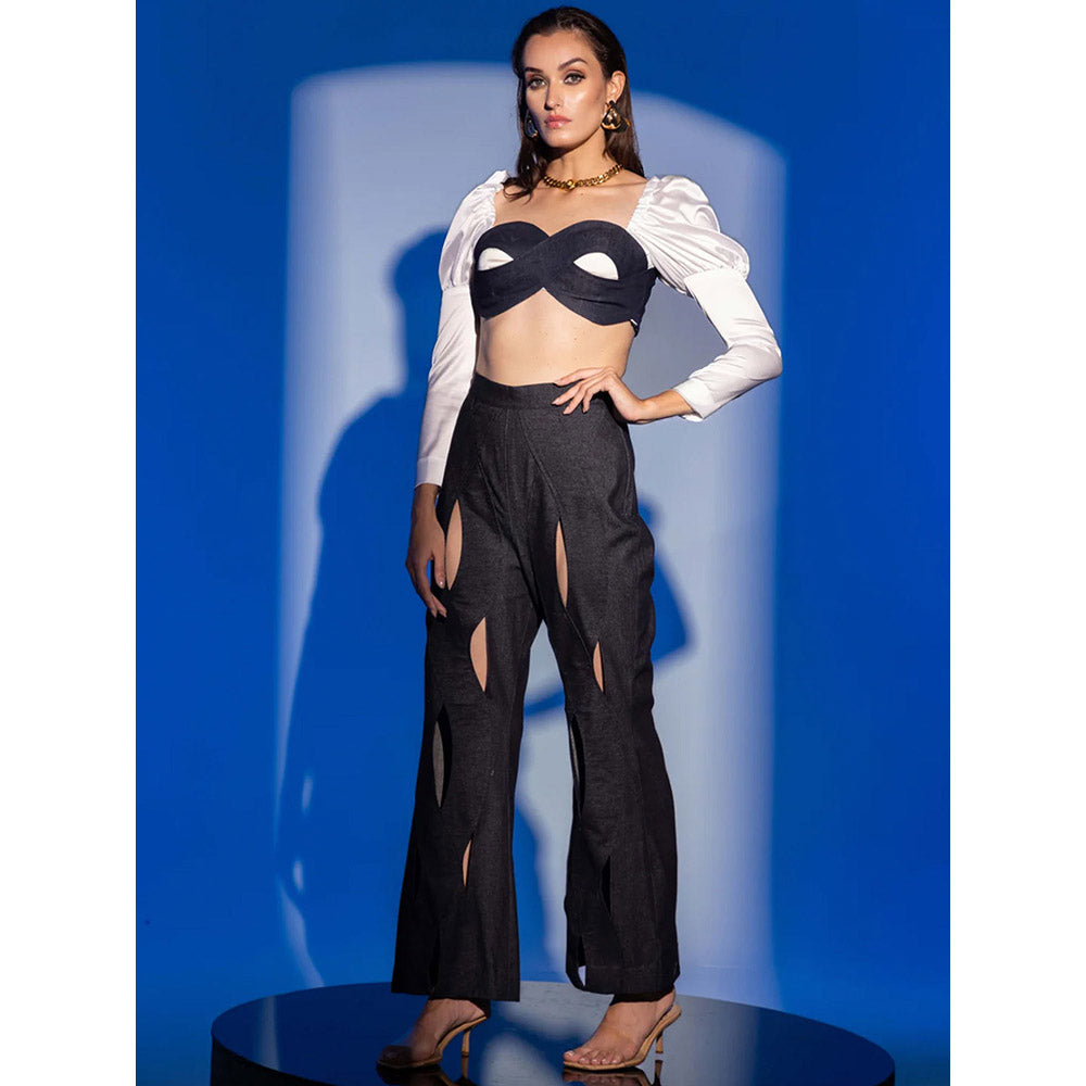 Kayjay by Kritika Jain Black Self Design Co-Ord (Set of 2)