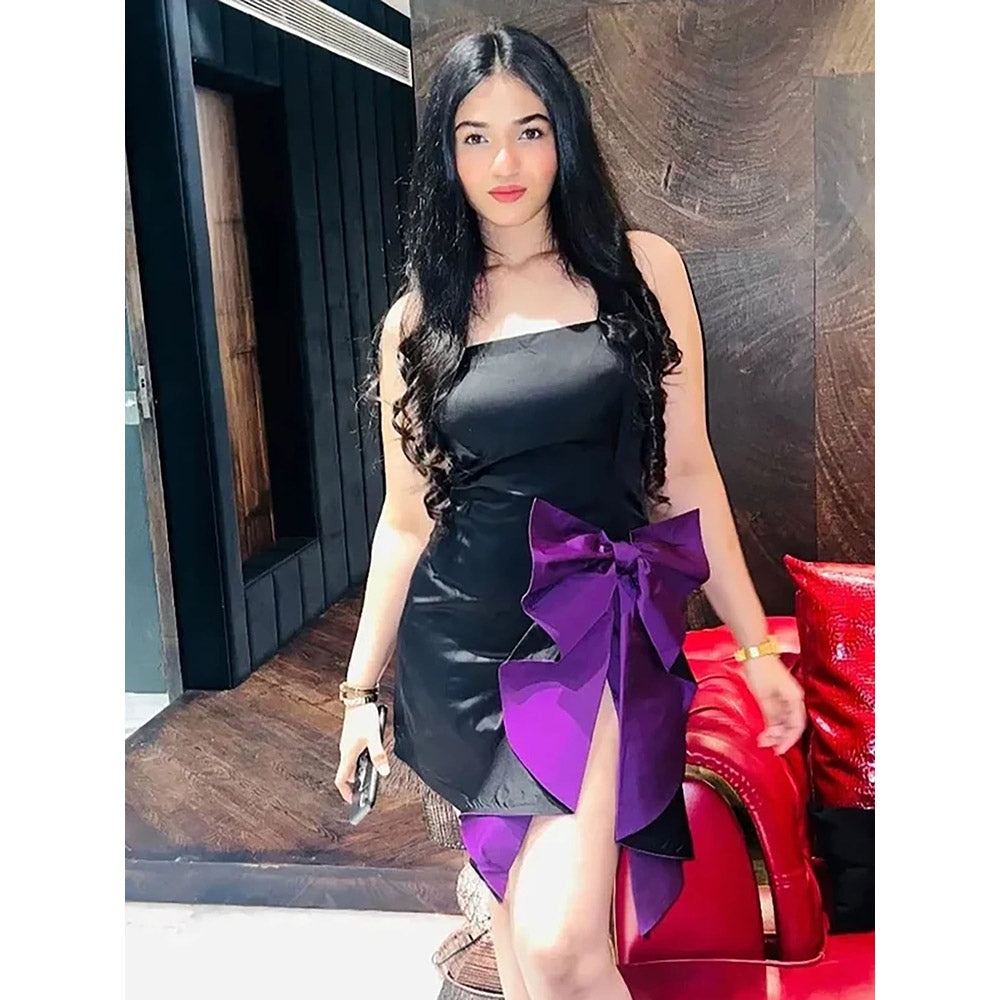 Kayjay by Kritika Jain Beguiling Purple Bow Short Dress