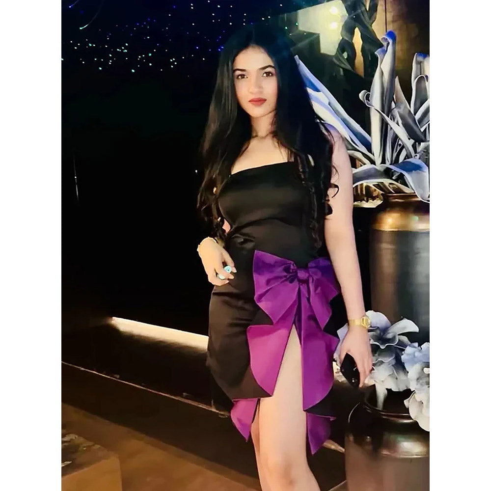 Kayjay by Kritika Jain Beguiling Purple Bow Short Dress