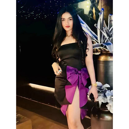 Kayjay by Kritika Jain Beguiling Purple Bow Short Dress