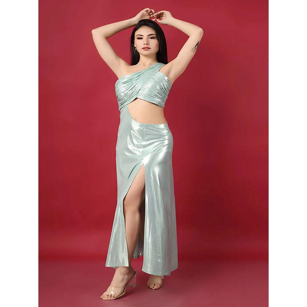 Kayjay by Kritika Jain Artic Blue One Shoulder Marine Queen Long Dress