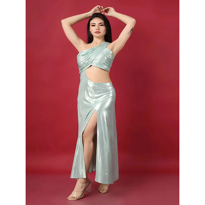 Kayjay by Kritika Jain Artic Blue One Shoulder Marine Queen Long Dress