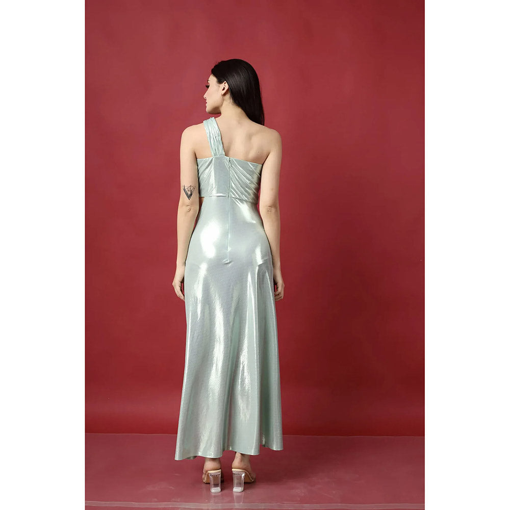 Kayjay by Kritika Jain Artic Blue One Shoulder Marine Queen Long Dress