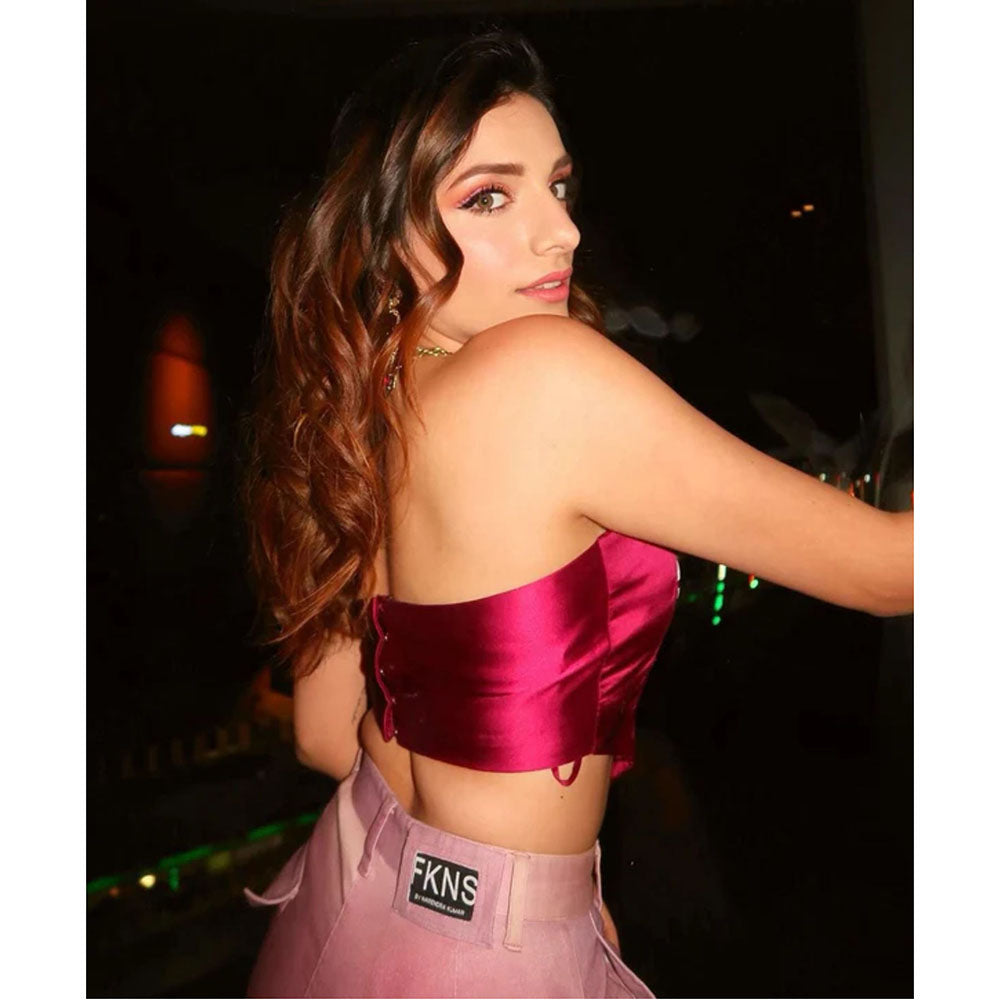 Kayjay by Kritika Jain Wine Satin Stassy Crop Top