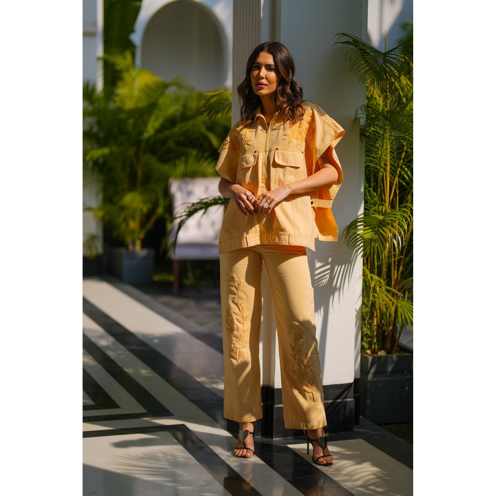 Kay Kay BY KKHUSHI SAHAII Mirela Denim Yellow Co-Ord (Set of 2)