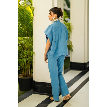 Kay Kay BY KKHUSHI SAHAII Mirela Denim Blue Co-Ord (Set of 2)
