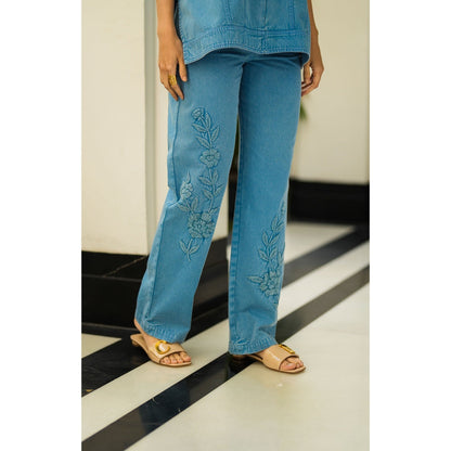 Kay Kay BY KKHUSHI SAHAII Mirela Denim Blue Co-Ord (Set of 2)