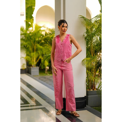 Kay Kay BY KKHUSHI SAHAII Mirela Denim Pink Co-Ord (Set of 2)