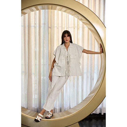 Kay Kay BY KKHUSHI SAHAII Josie Denim White Co-Ord Set