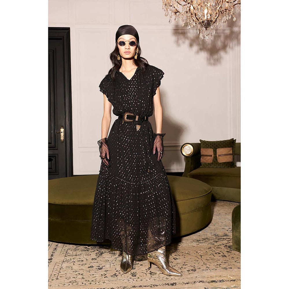 Kay Kay BY KKHUSHI SAHAII Riley Printed Black Maxi Dress
