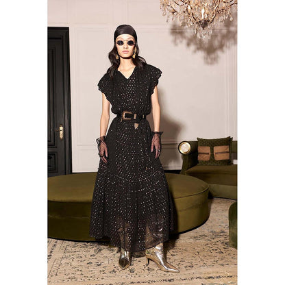 Kay Kay BY KKHUSHI SAHAII Riley Printed Black Maxi Dress