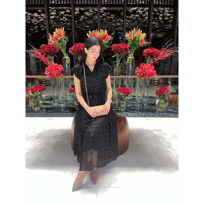 Kay Kay BY KKHUSHI SAHAII Riley Printed Black Maxi Dress