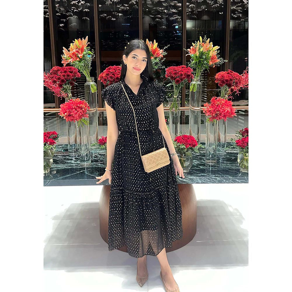 Kay Kay BY KKHUSHI SAHAII Riley Printed Black Maxi Dress