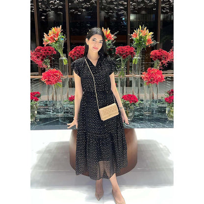 Kay Kay BY KKHUSHI SAHAII Riley Printed Black Maxi Dress