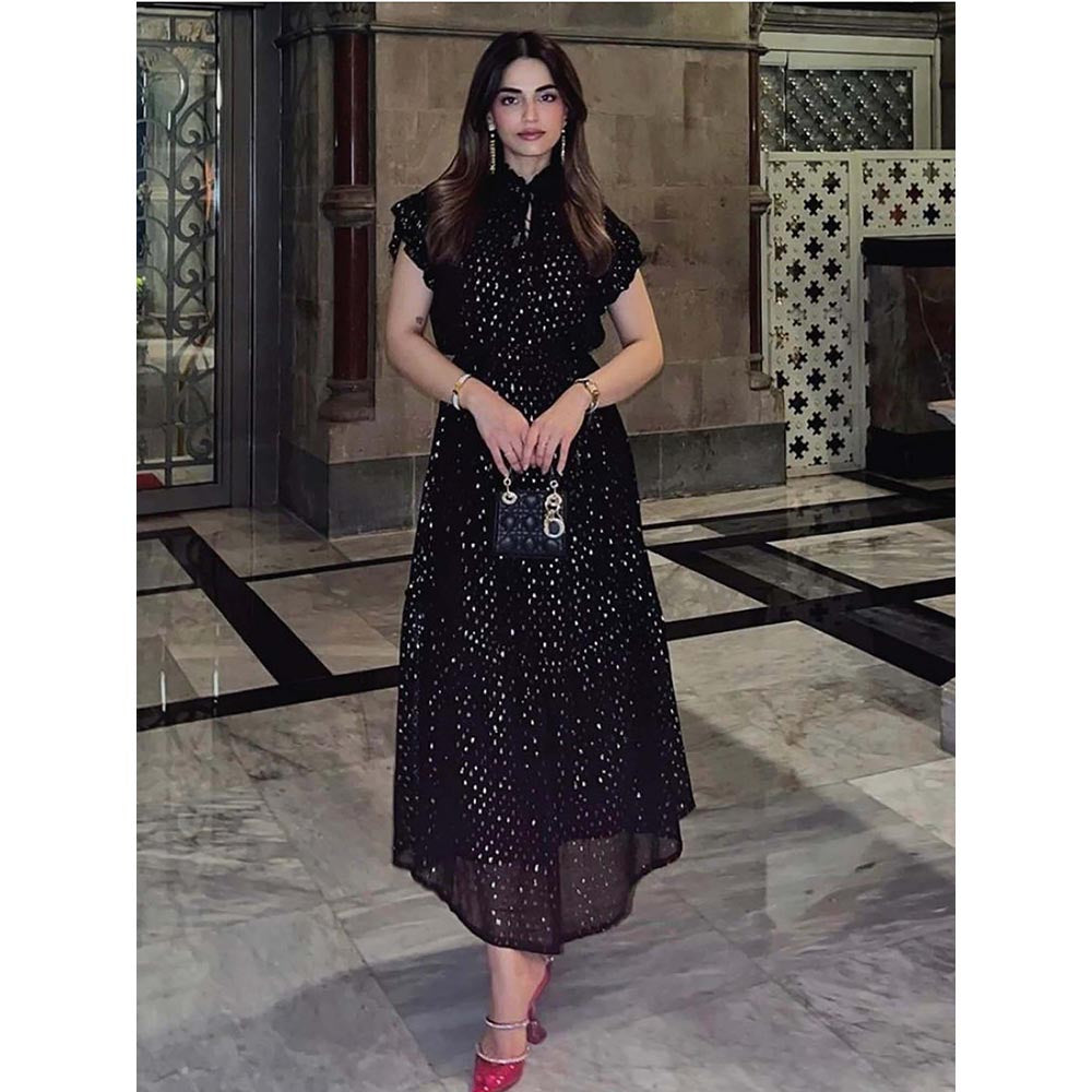 Kay Kay BY KKHUSHI SAHAII Riley Printed Black Maxi Dress