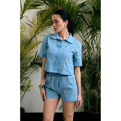 Kay Kay BY KKHUSHI SAHAII Zaza Blue Co-Ord Set