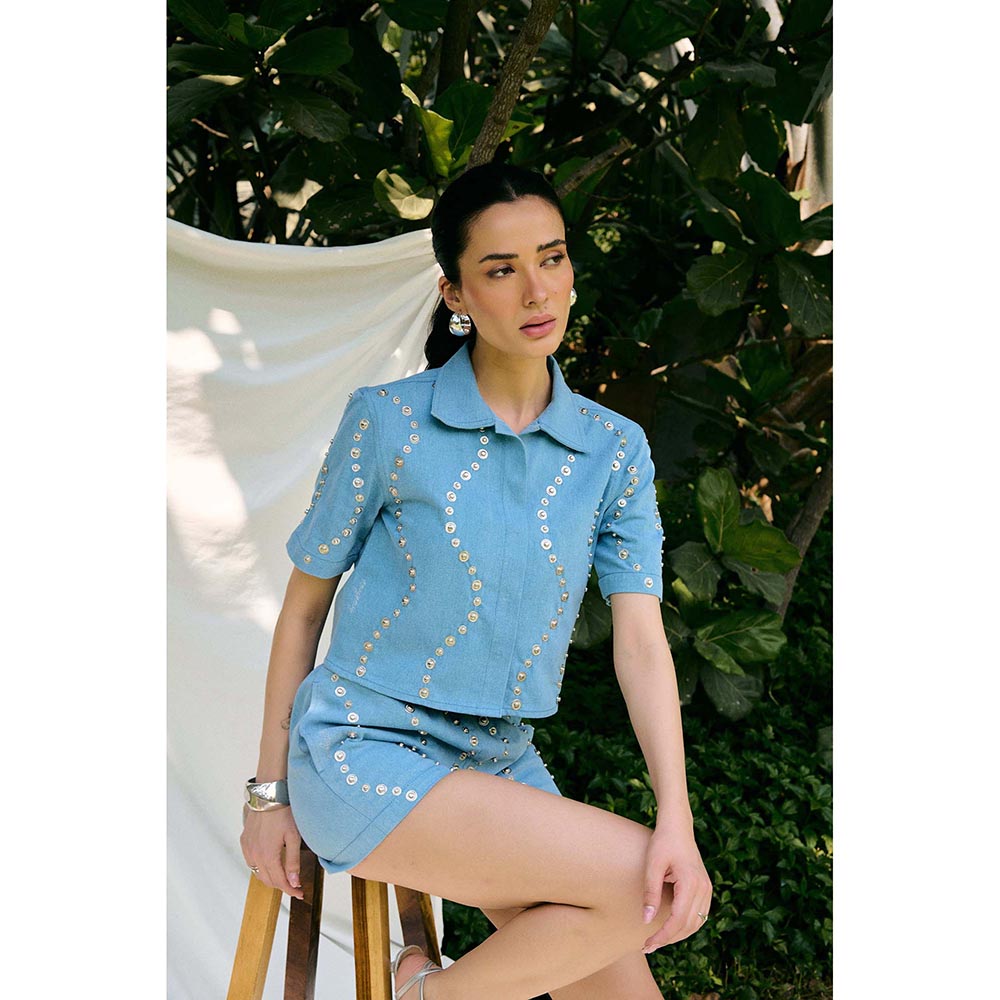 Kay Kay BY KKHUSHI SAHAII Zaza Blue Co-Ord Set