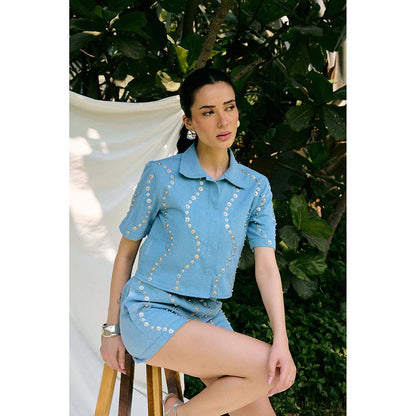 Kay Kay BY KKHUSHI SAHAII Zaza Blue Co-Ord Set