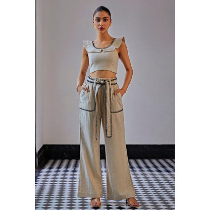 Kay Kay BY KKHUSHI SAHAII Blanket Stitch Beige Co-Ord Set