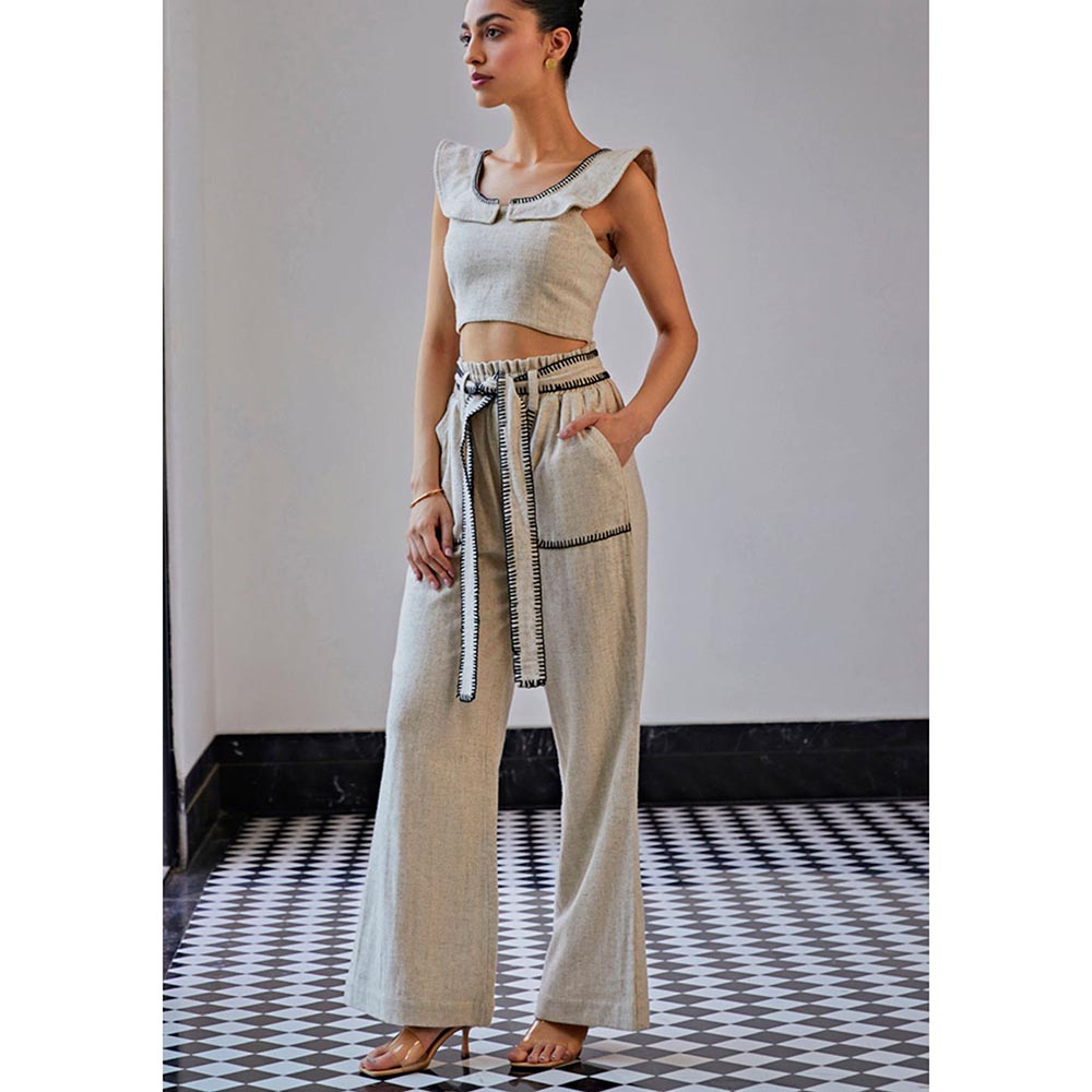 Kay Kay BY KKHUSHI SAHAII Blanket Stitch Beige Co-Ord Set