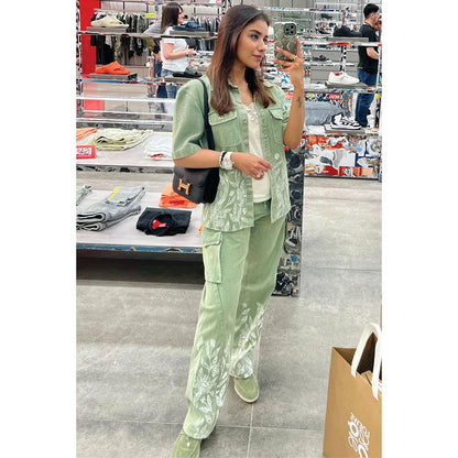 Kay Kay BY KKHUSHI SAHAII Green Lowis Floral Co-Ord Set
