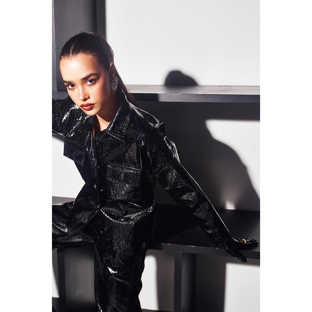 Kay Kay BY KKHUSHI SAHAII Elodie Black Textured Shirt and Pant