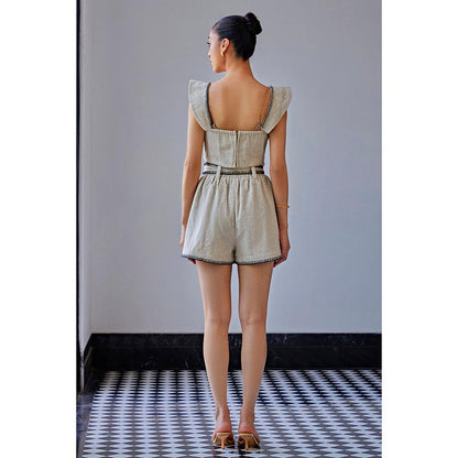 Kay Kay BY KKHUSHI SAHAII Grey Blanket Stitch Top And Short