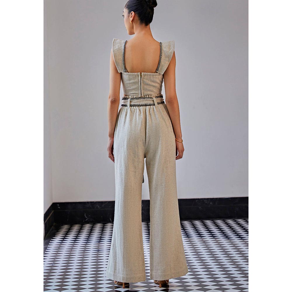Kay Kay BY KKHUSHI SAHAII Grey Blanket Stitch Top And Short