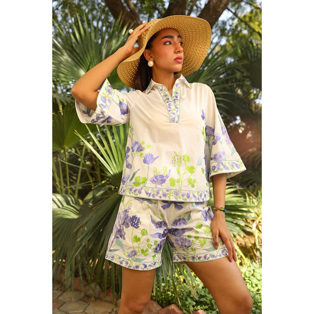 Kay Kay BY KKHUSHI SAHAII White Mina Floral Printed Top And Short