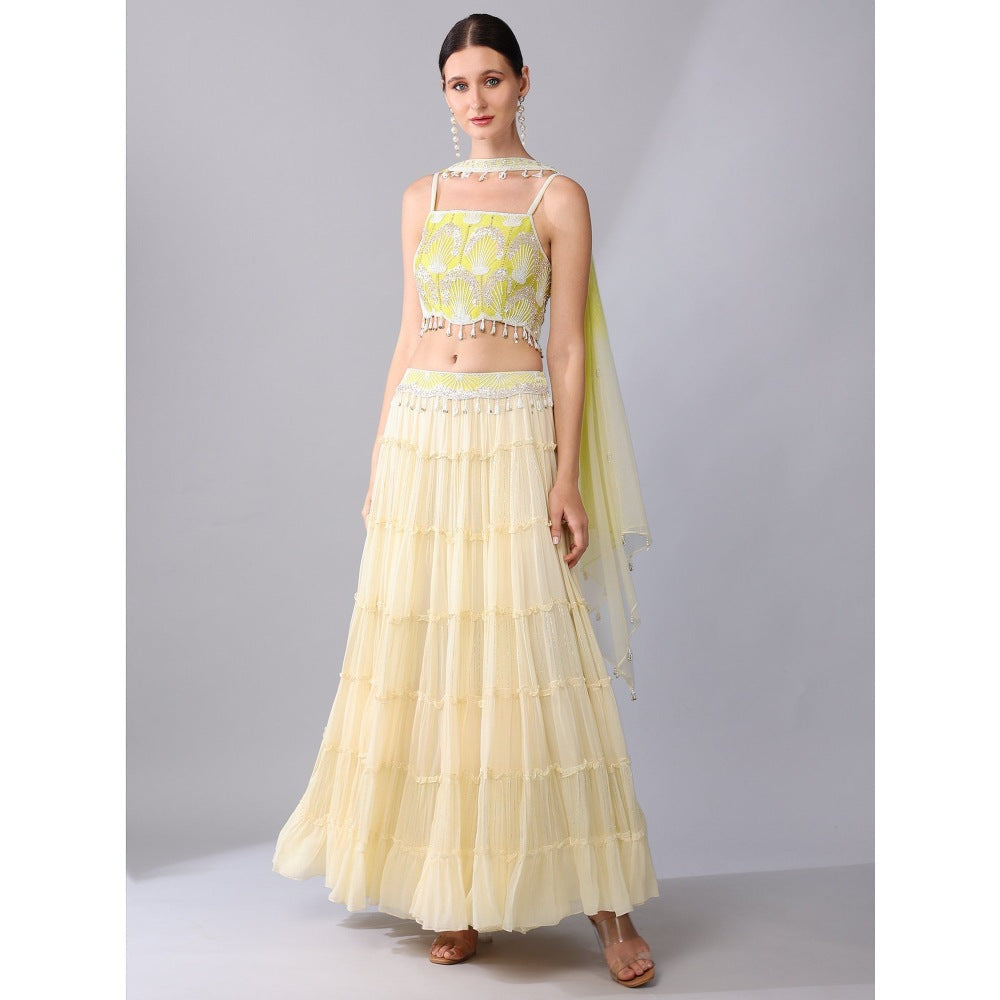 KEITH GOMES Bead Embroidered Blouse Lehenga (Set of 3)