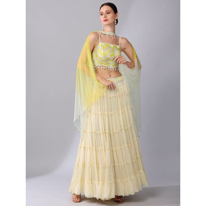 KEITH GOMES Bead Embroidered Blouse Lehenga (Set of 3)