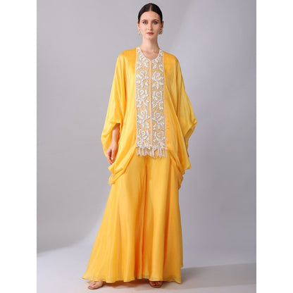 KEITH GOMES Pearl Sequined Orange Organza Silk Tunic & Palazzo (Set of 2)