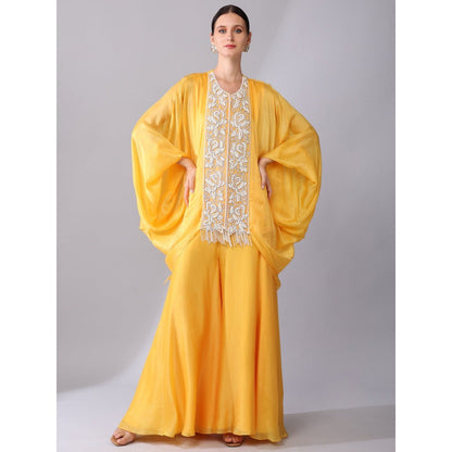 KEITH GOMES Pearl Sequined Orange Organza Silk Tunic & Palazzo (Set of 2)