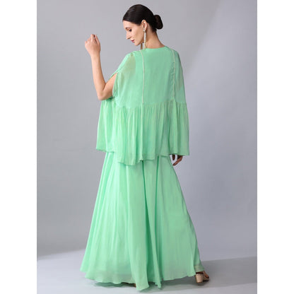 KEITH GOMES Bead Sequined Mint Green Tunic & Palazzo (Set of 2)
