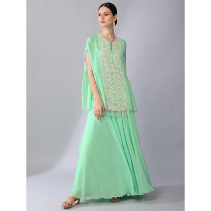 KEITH GOMES Bead Sequined Mint Green Tunic & Palazzo (Set of 2)