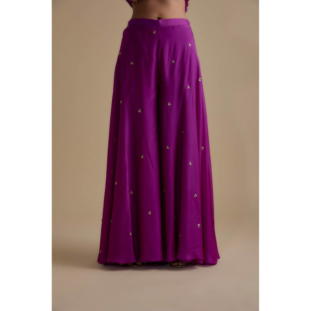 KEITH GOMES Purple Sequin Embellished Tunic & Palazzo (Set of 2)