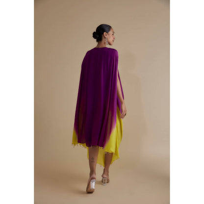 KEITH GOMES Multicolor Sequins Embellished Kaftan Ombre Dress (Set of 2)